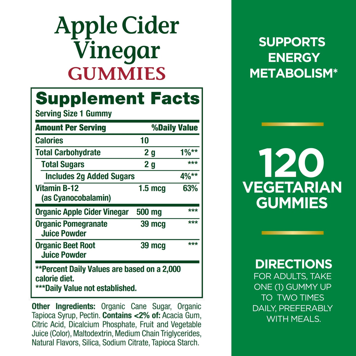 Nature's Bounty Apple Cider Vinegar Gummies, 120 Count