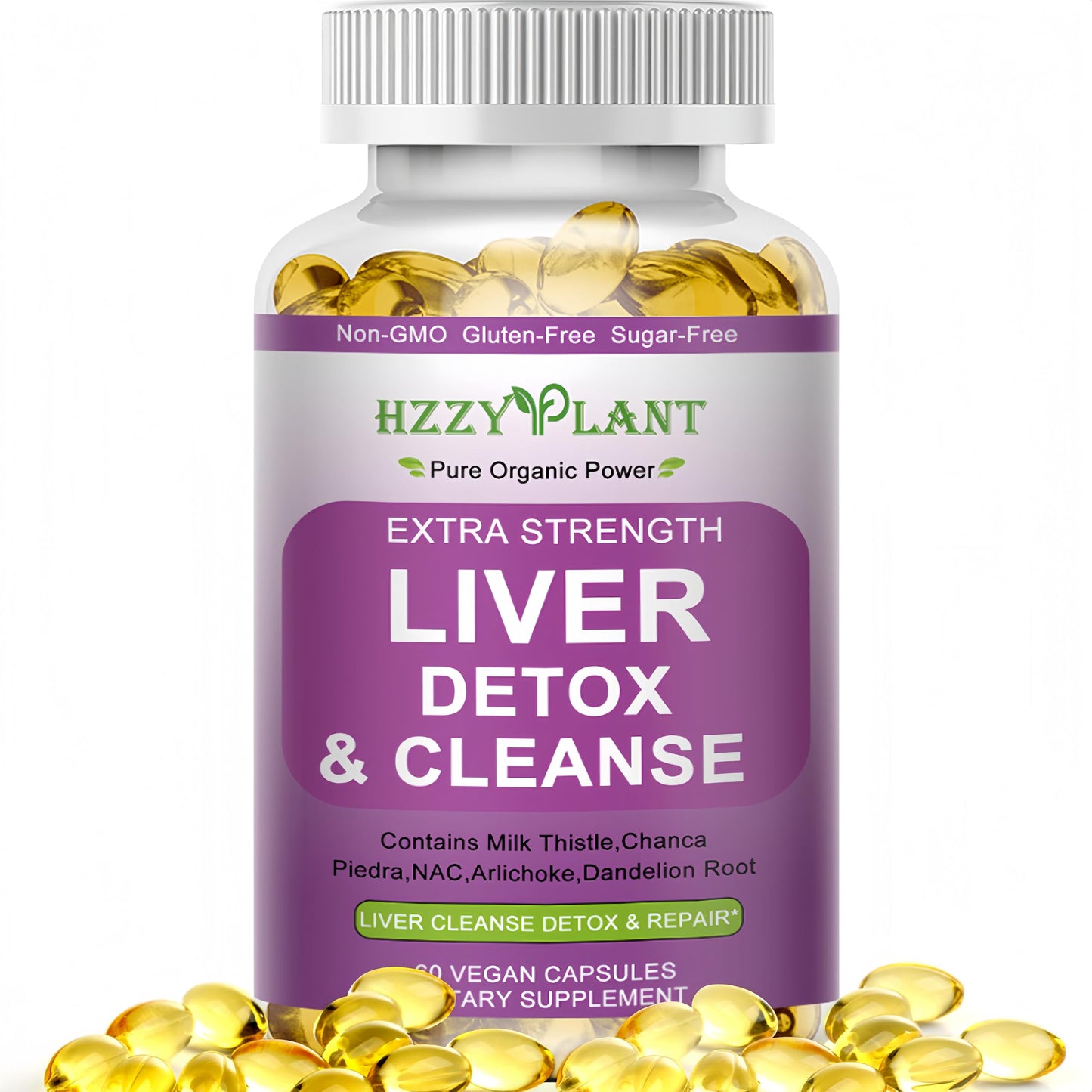 HZZYPLANT Liver Cleanse Detox & Repair Softgel Capsules, 60 Softgels