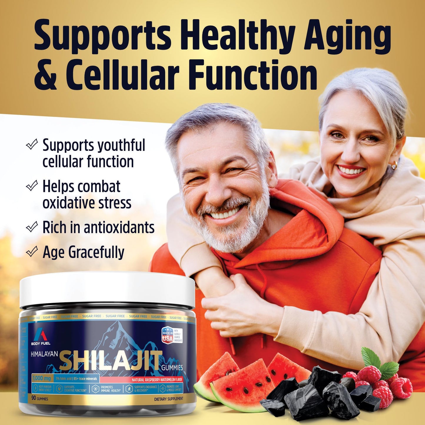 A1 Body Fuel Gold Resin Extract with Fulvic Acid Gummies, 90 Count