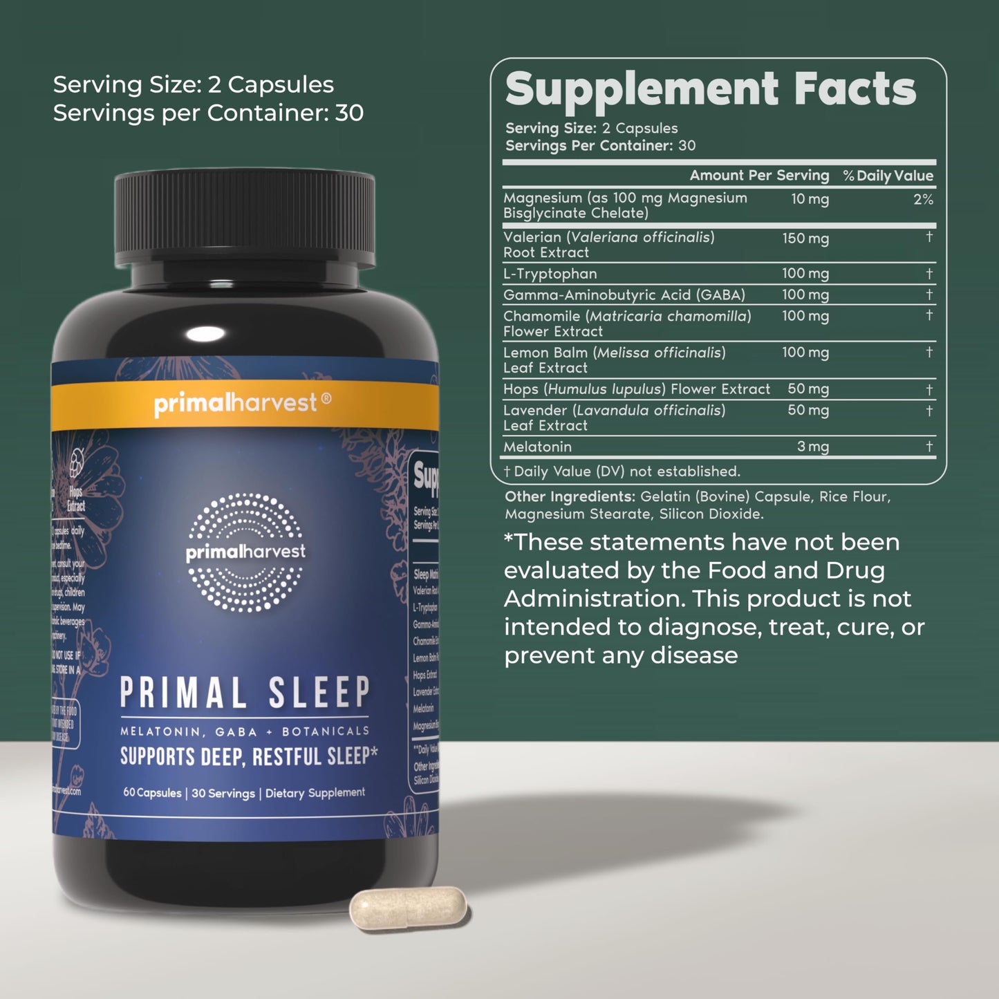 Primal Harvest Sleep Daily Supplement Capsule 120 Count