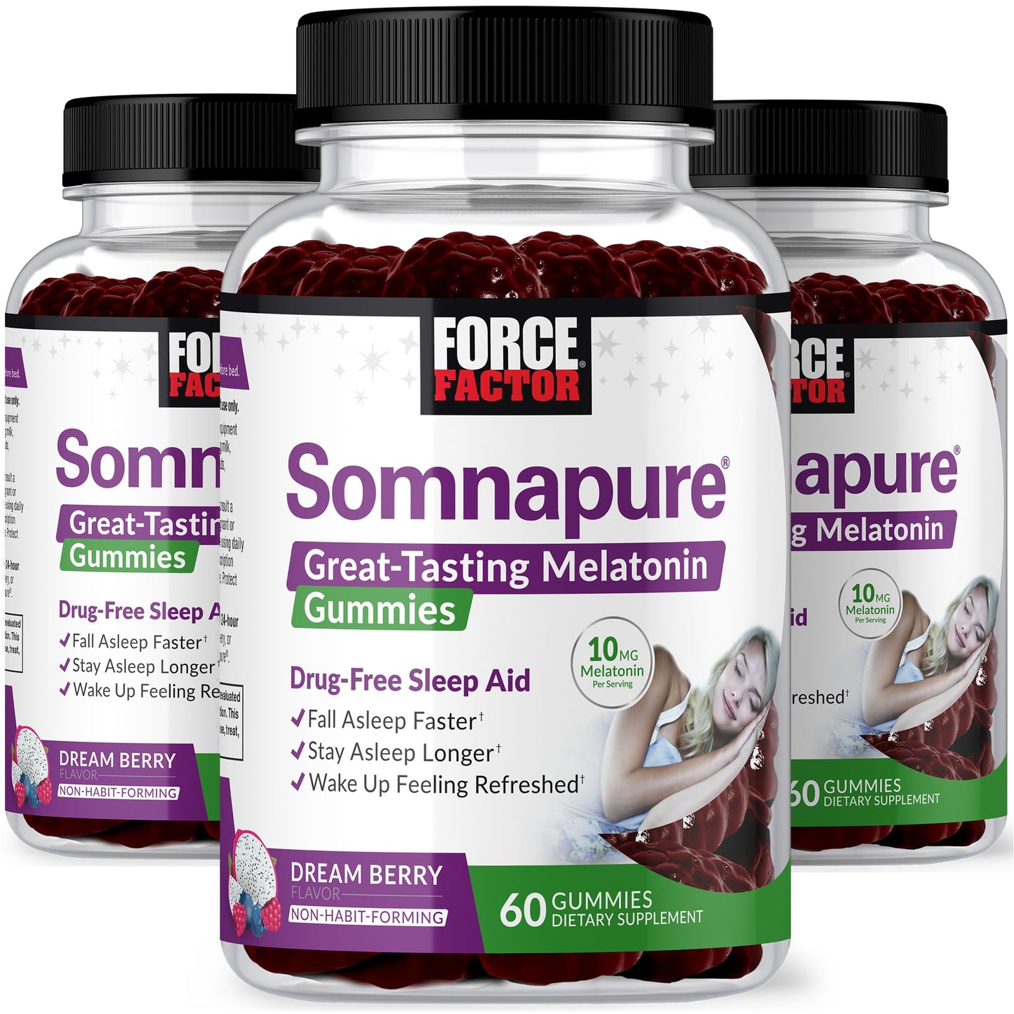 Force Factor Somnapure Gummies with Melatonin 10mg for Adults, 180 Count