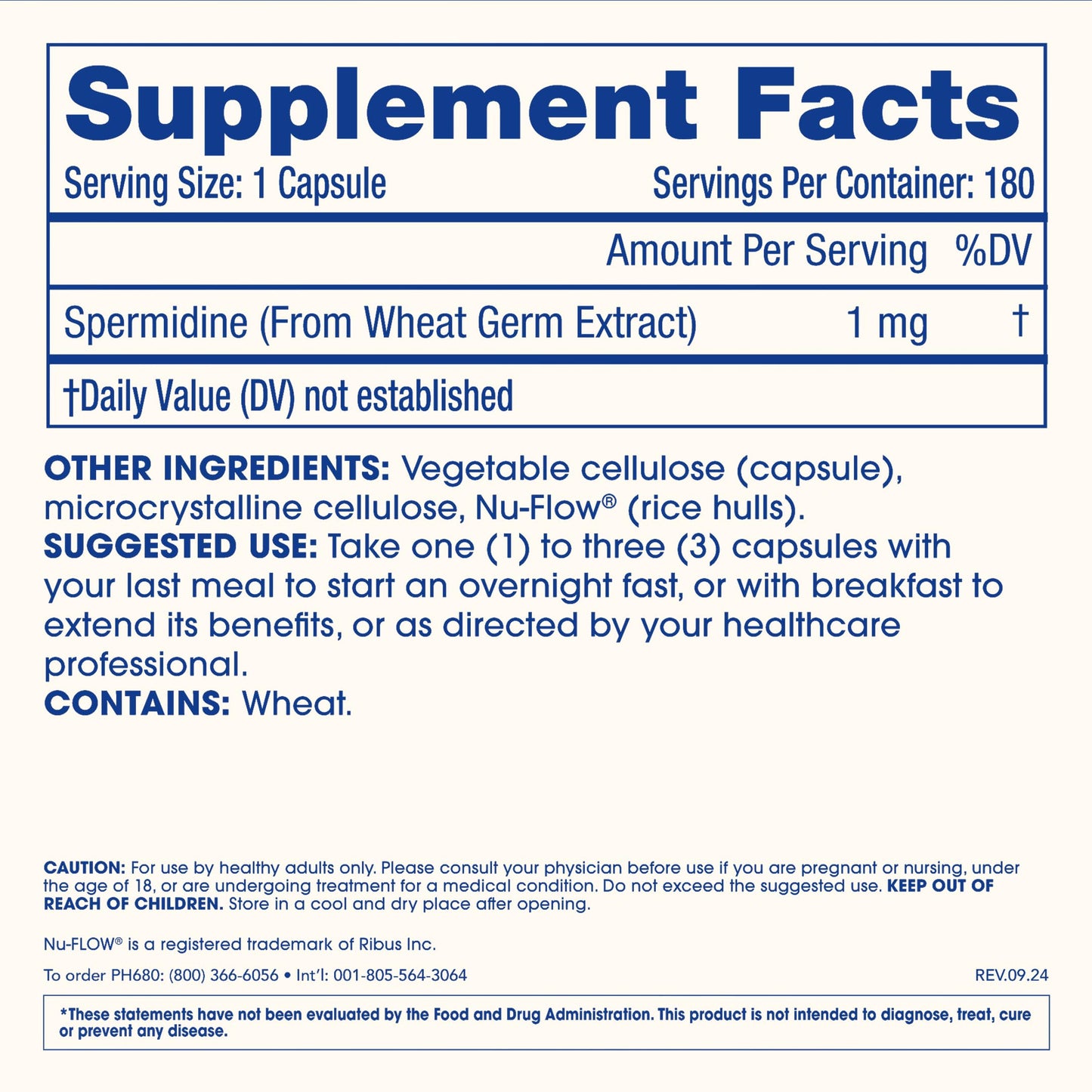 ProHealth Pure Spermidine 1 mg Capsules 60 Count