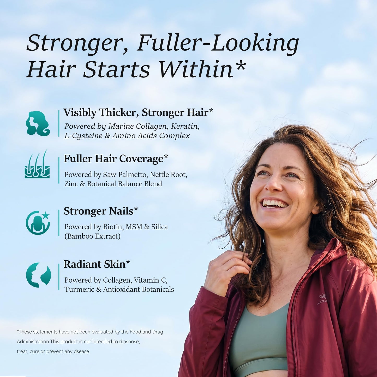 Wiltormin Hair Growth Supplements for Women, Ages 30 and Up - Clinically Tested for Visibly Thicker Hair with Biotin 10,000mcg, Vitamins, Keratin, Collagen, Saw Palmetto, Supports Scalp, Skin & Nails, 120 Capsules