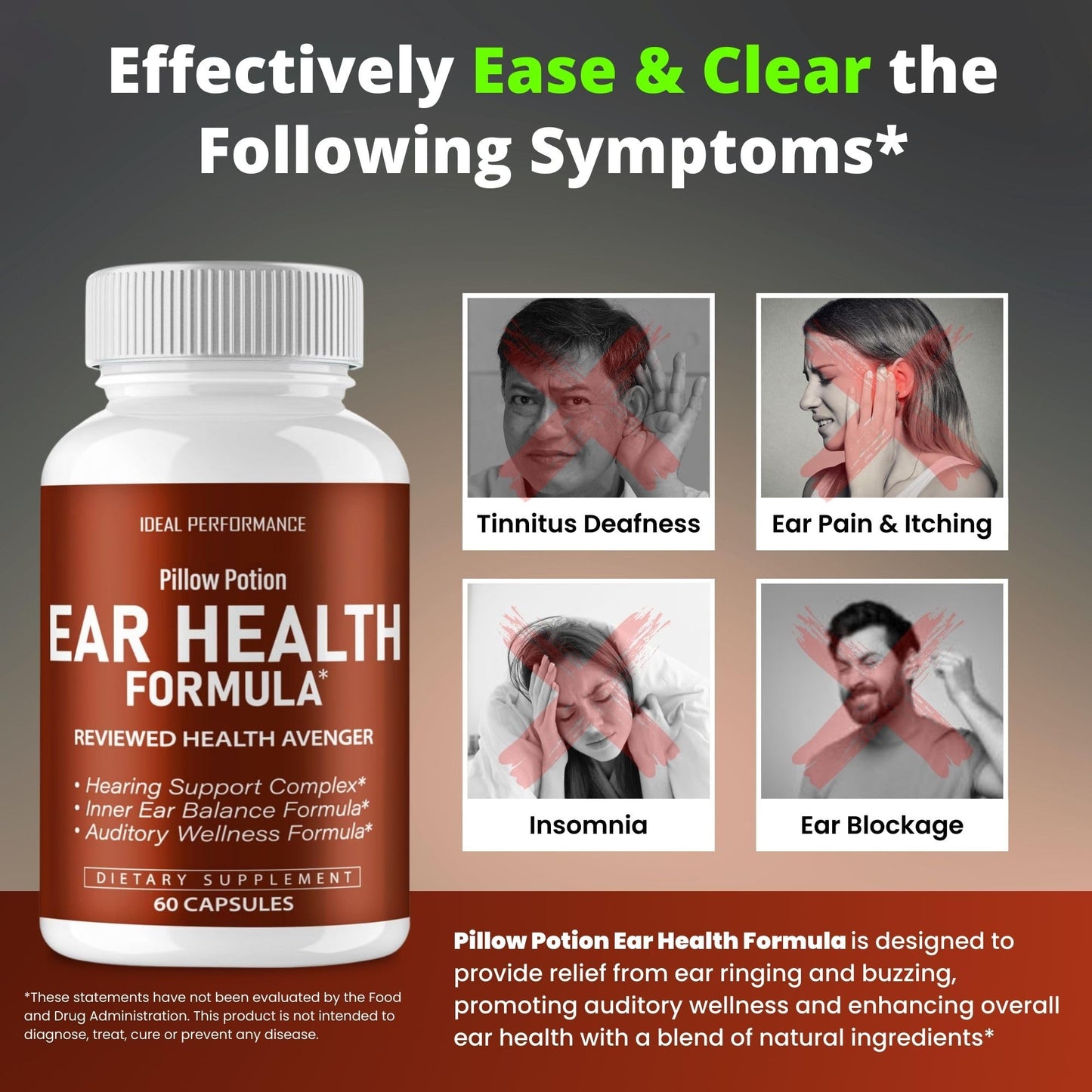IDEAL PERFORMANCE Pillow Potion Ear Health Capsules, 120 Count