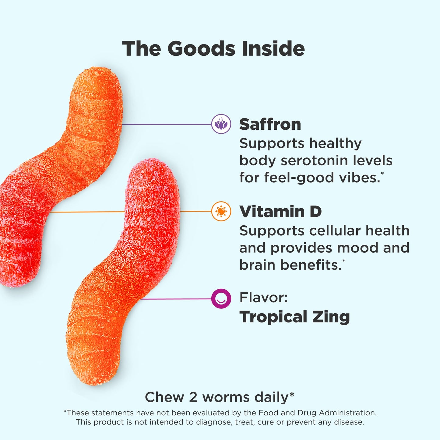 OLLY Hello Happy Gummy Worms Gummy, 90 Count