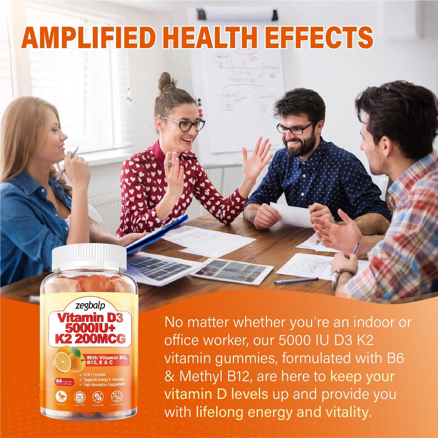 ZEGBALP Vitamin D3 K2 Gummies, 120 Count