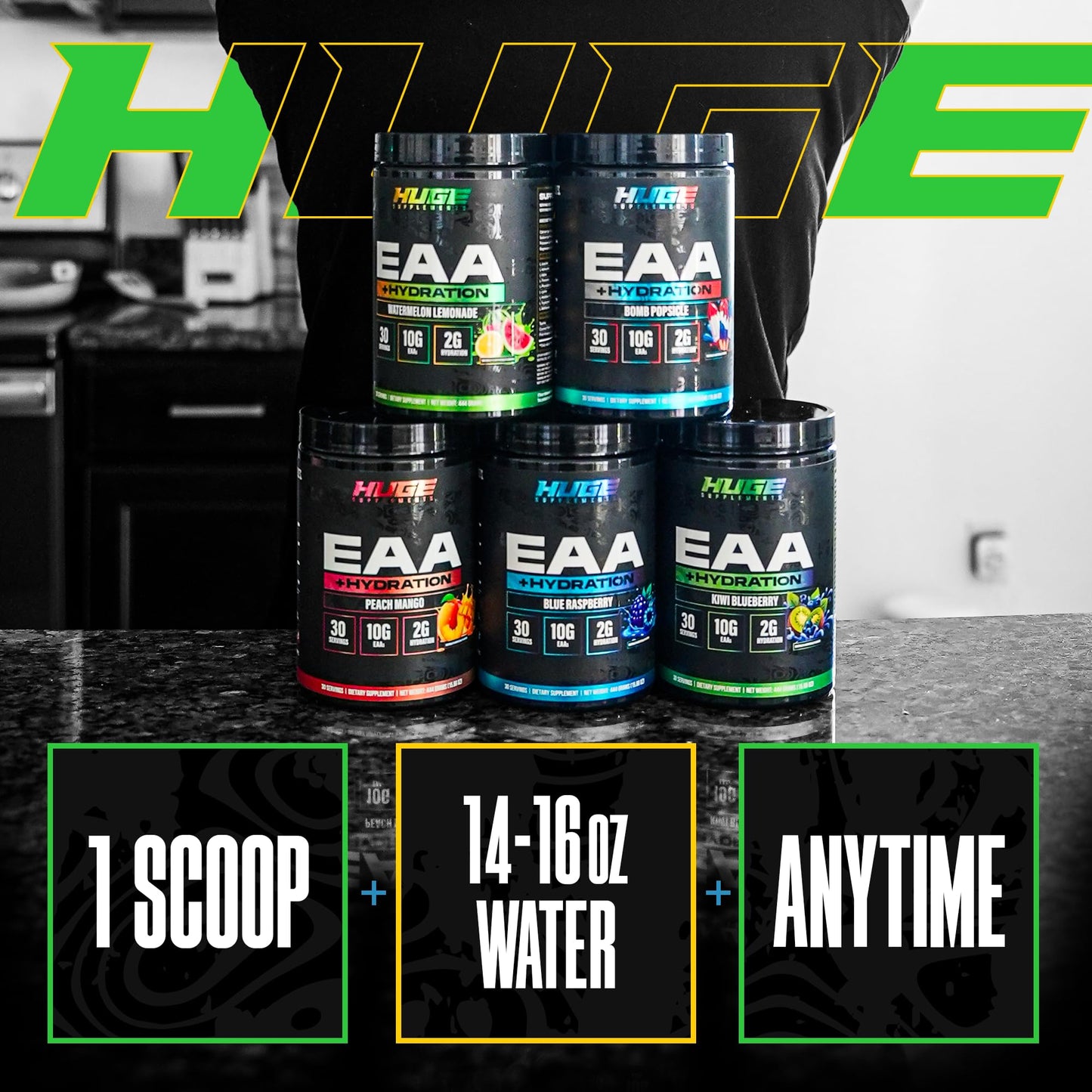 Huge Supplements EAA + Hydration Essential Amino Acids Powder, 15.6 Ounce