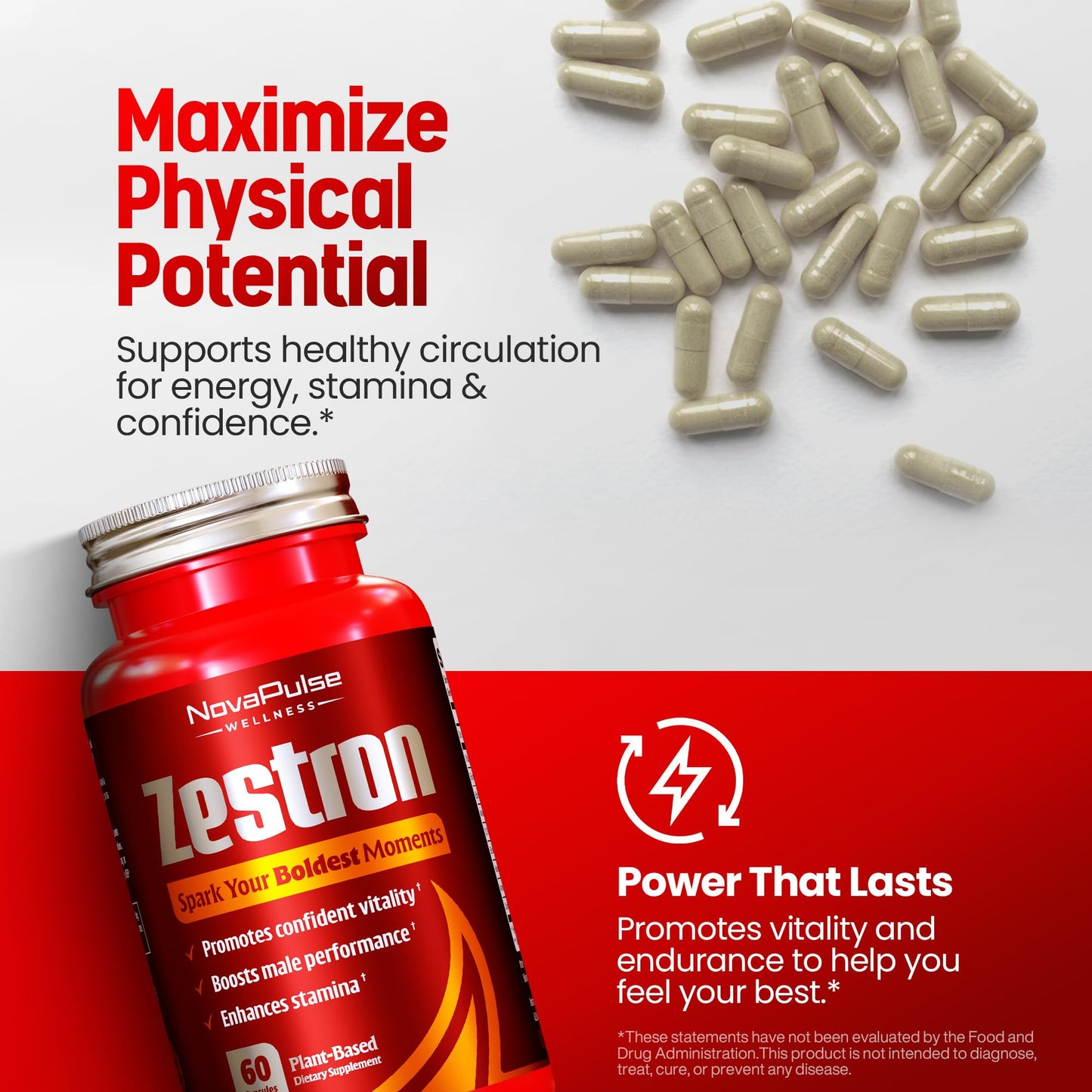 NovaPulse Wellness Male Enhancing Supplement Capsule, 60 Capsules