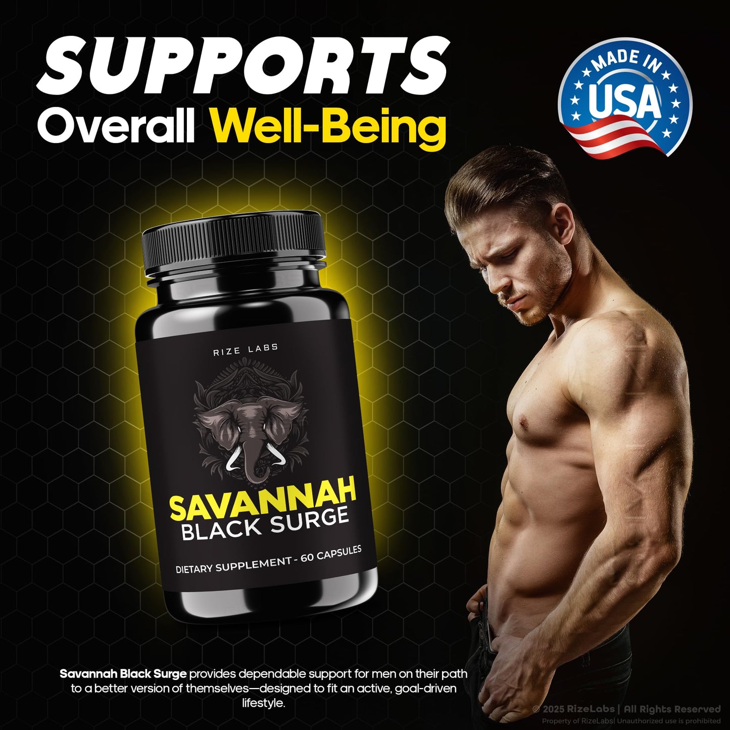 Rize Labs Savannah Black Surge 60 Capsules