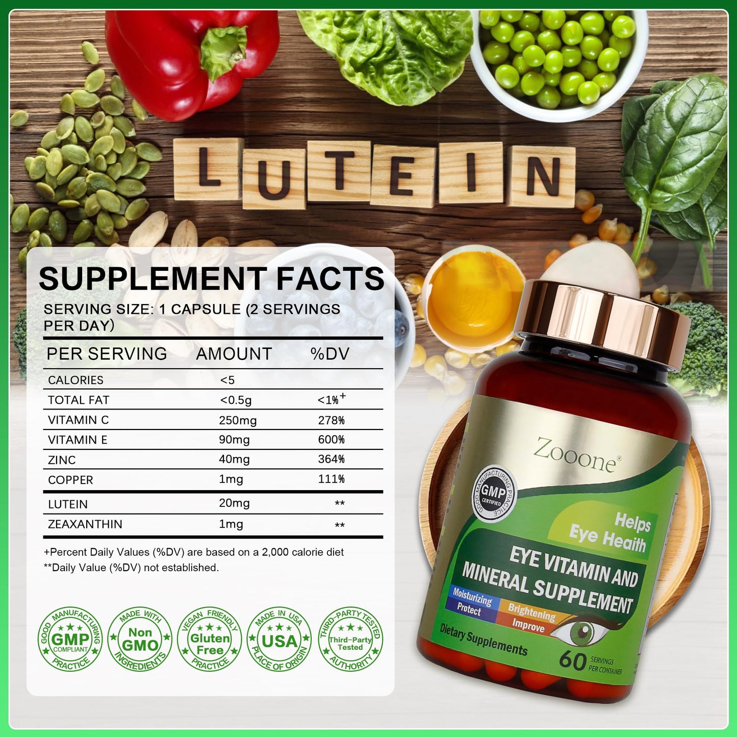 Zooone Lutein Eye Vitamins Supplement Capsule 60 Count