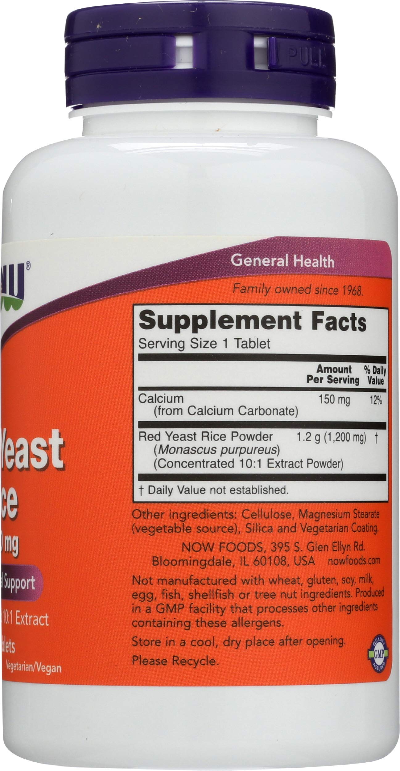 NOW Foods Red Yeast Rice 1200 mg Tablet, 60 Tablets