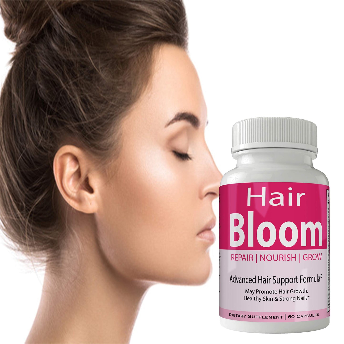 nutra4health Hair Bloom Hair Growth Pills Skin and Nails Supplement - Advanced Unique Hair Growth Vitamins and Minerals with Biotin - Gluten Free, 60 Capsules