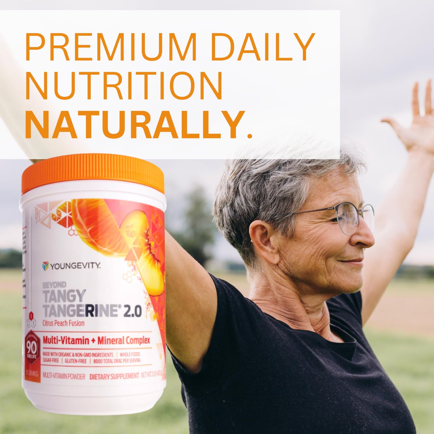 Youngevity Beyond Tangy Tangerine 2.0 Citrus Peach Multivitamin Powder 31.5 oz