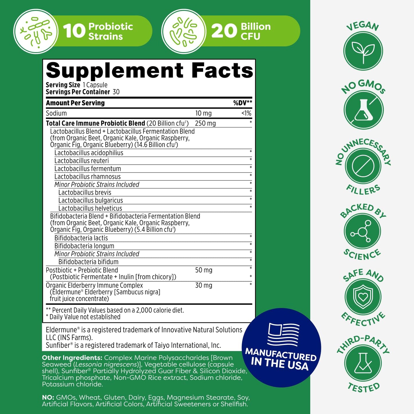 Probulin Total Care Immune Prebiotics + Probiotics + Postbiotics + Elderberry, 60 Capsules