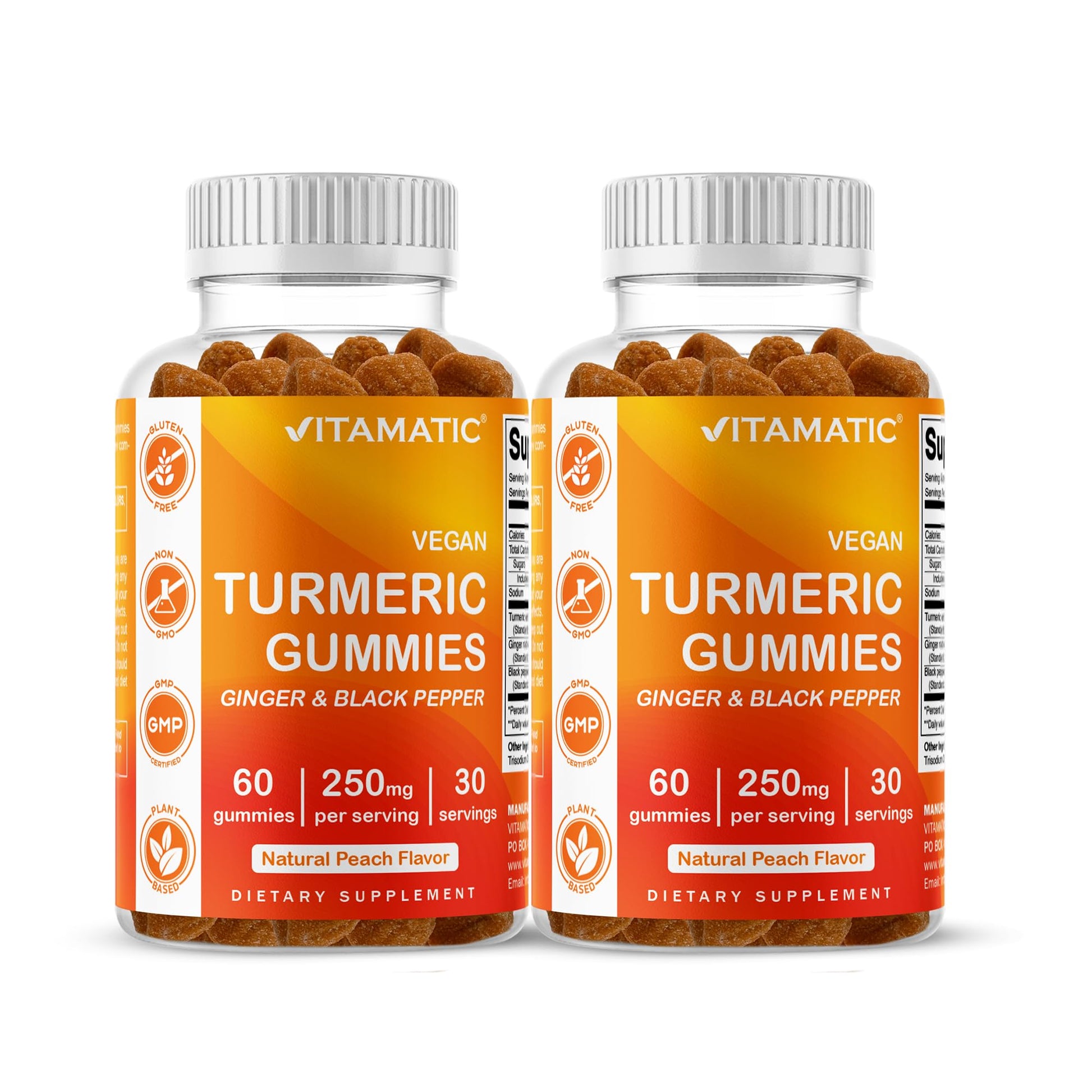Vitamatic Turmeric Gummy with Ginger & Black Pepper Extract, 120 Gummies
