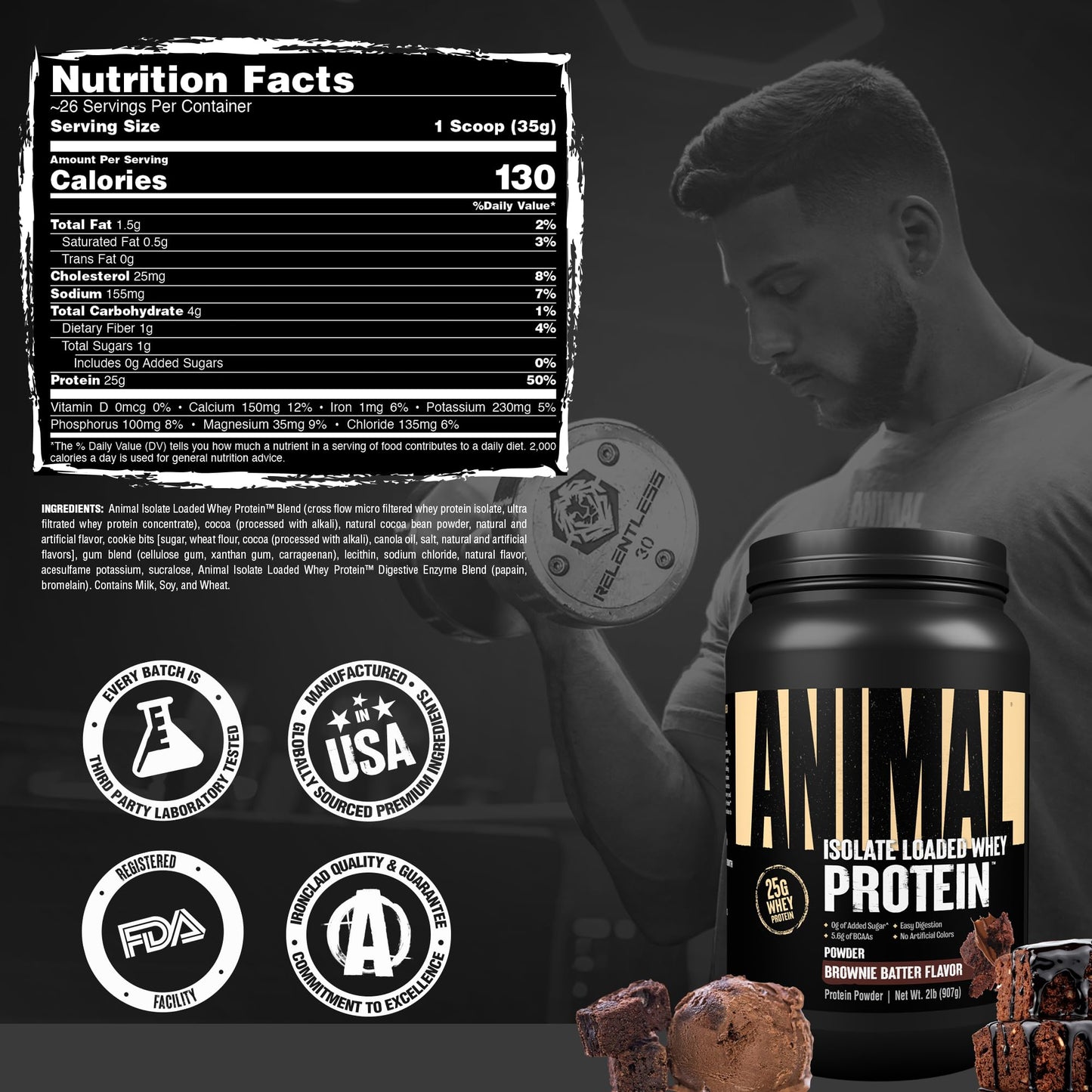 Animal Whey Isolate Protein Powder Brownie Batter, 32 Servings