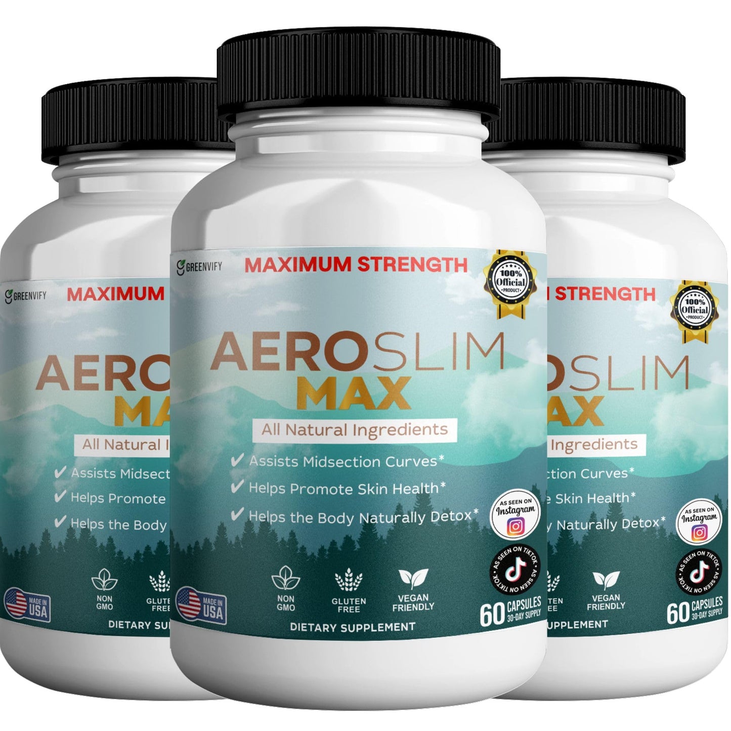 GREENVIFY Aeroslim Max Natural Dietary Supplement, 180 Capsules