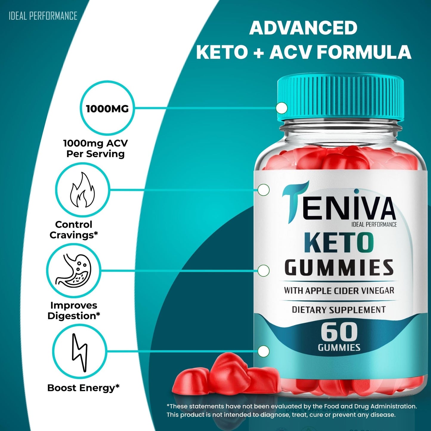 IDEAL PERFORMANCE Teniva Keto Gummies 180 Gummies