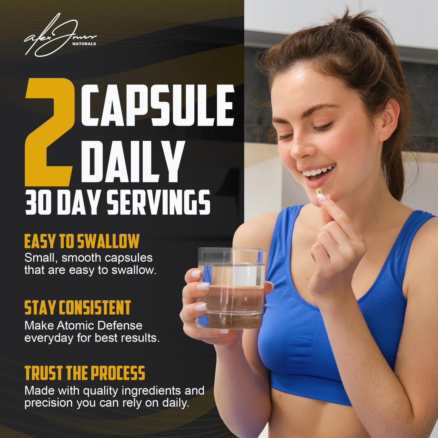 Alex Jones Naturals Atomic Defense – Natural Health Defense Formula - Organic Seamoss Capsules w/Cumin Extract, Turmeric & Honey Powder – Plant-Based Herbal Supplements for Immune Support – 60 Count