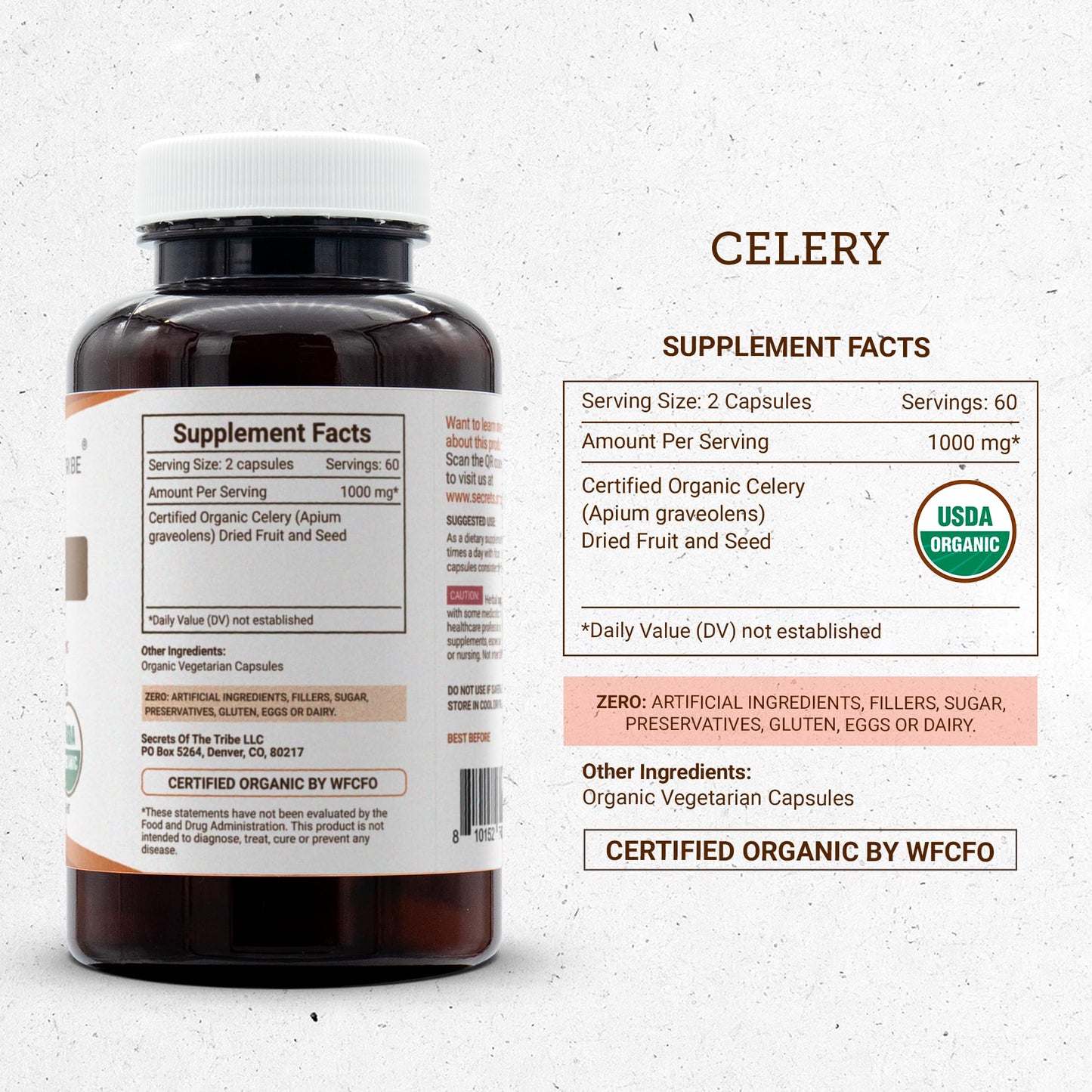 Secrets of the Tribe Celery Capsules 120 Count