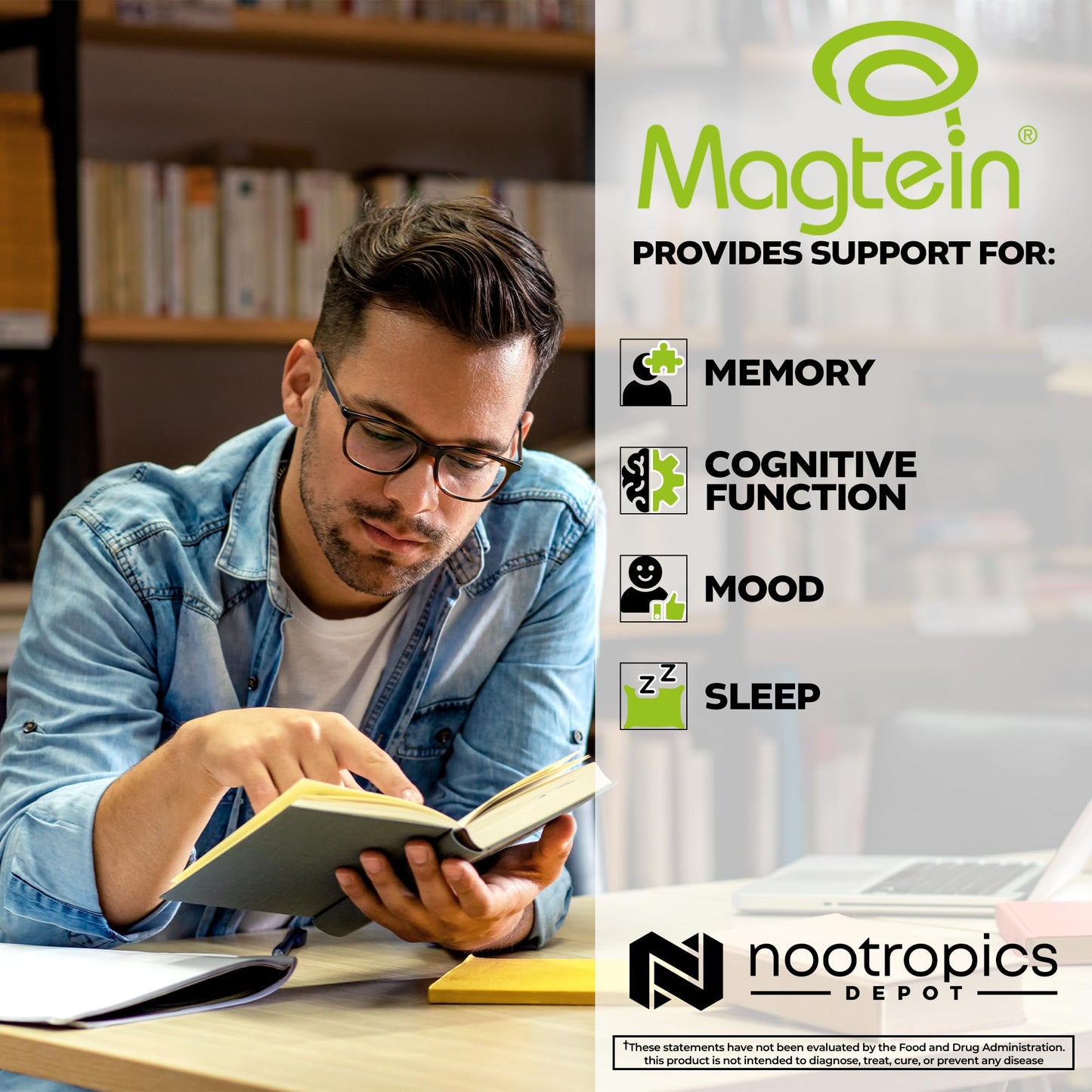 Nootropics Depot Magtein Magnesium L-Threonate Capsules, 540 Count