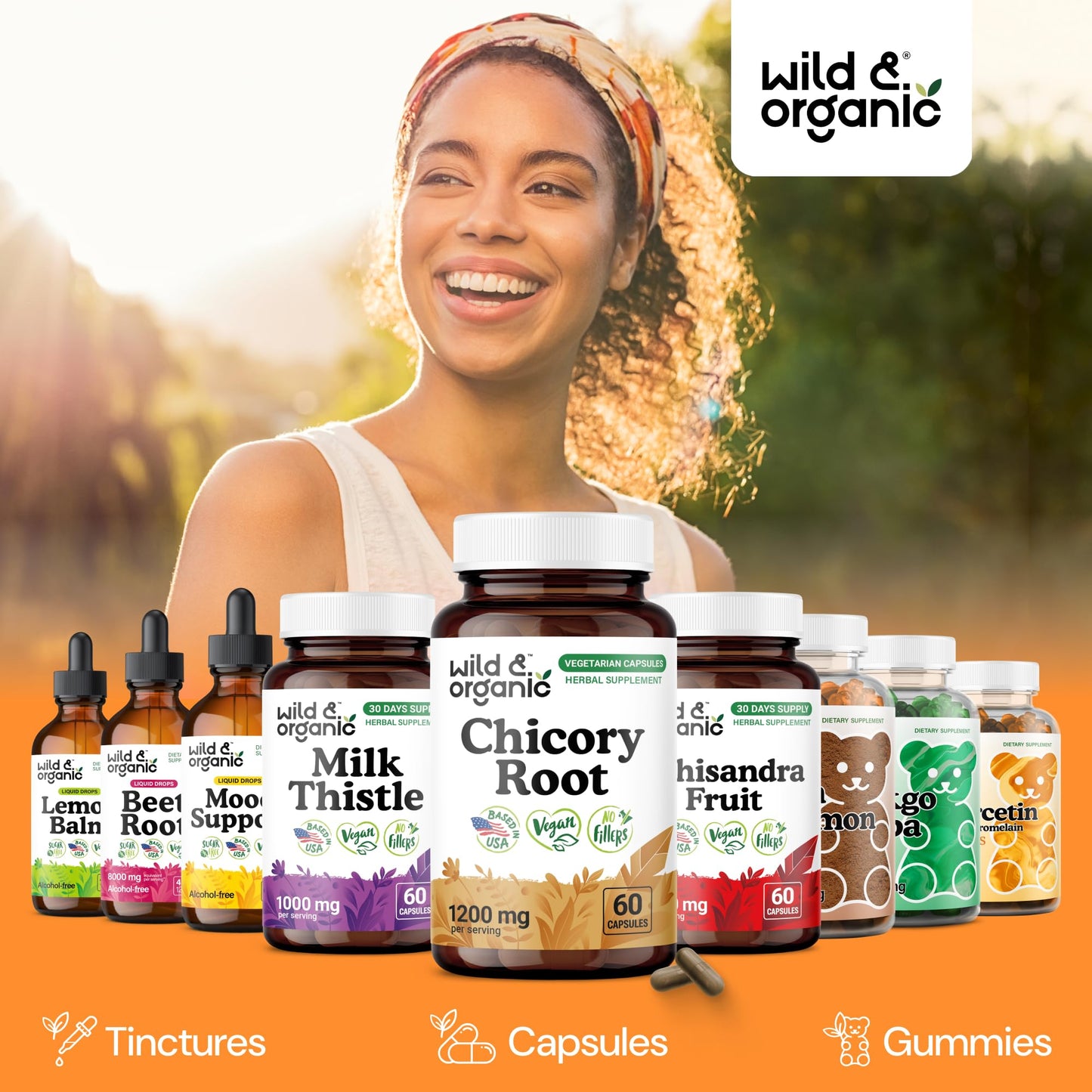 Wild & Organic Chicory Root Capsules 60 Count