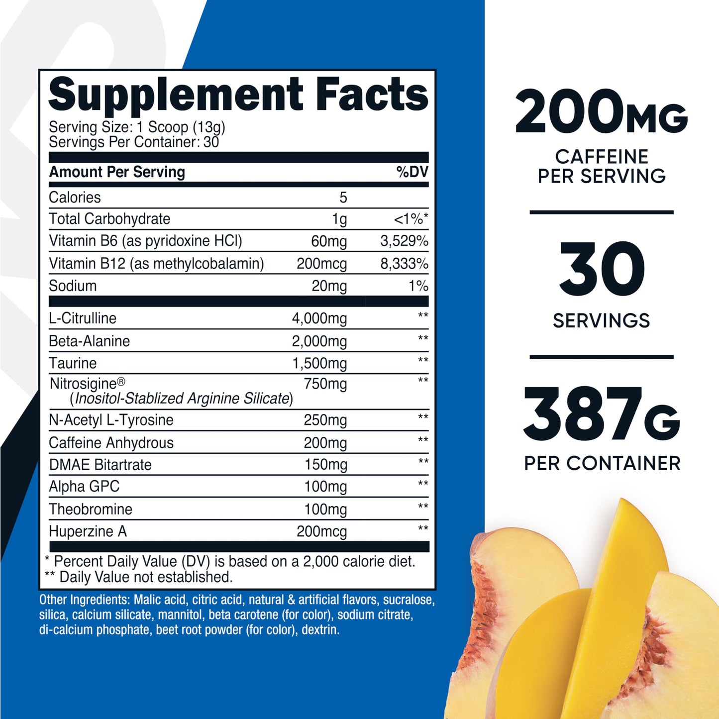 Nutricost Pre-Workout Complex Powder Peach Mango 30 Servings