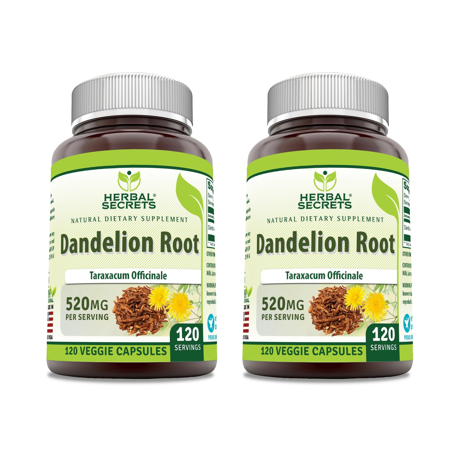 Herbal Secrets Dandelion Root 520 mg Veggie Capsule 1 Count