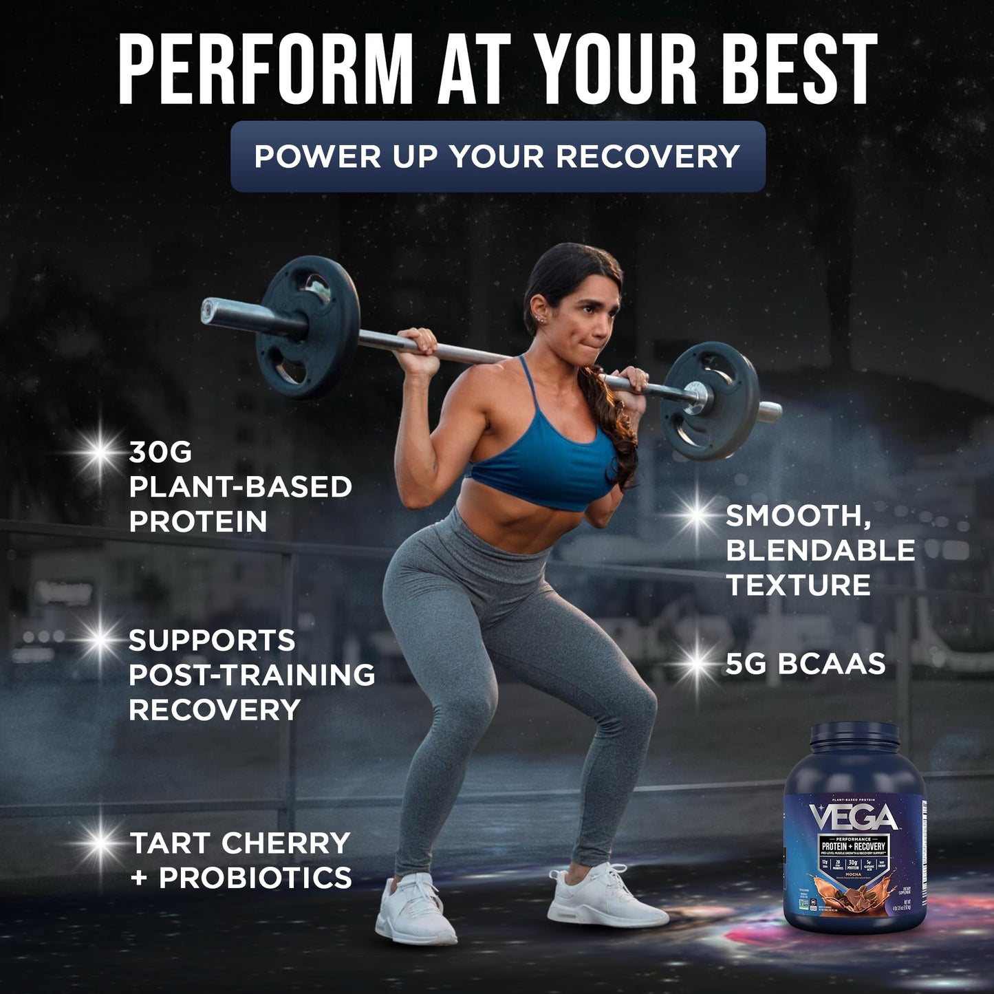 Vega Protein + Recovery Mocha Protein Powder, 64 oz (4 lb)