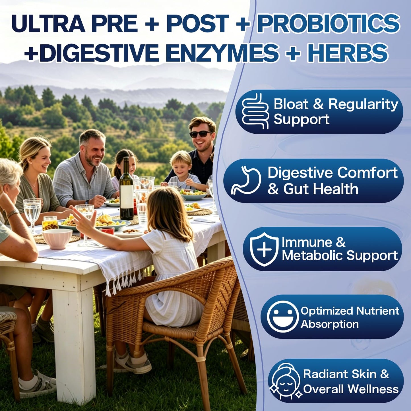 Femmetra Ultra Probiotics for Women & Men 200 Billion CFU - 36 Strains, 14 Digestive Enzymes, 4 Anti-Bloat Herbs, 3 Prebiotic Fibers & 4 Postbiotics, Vegan, Capsules, 120 Count