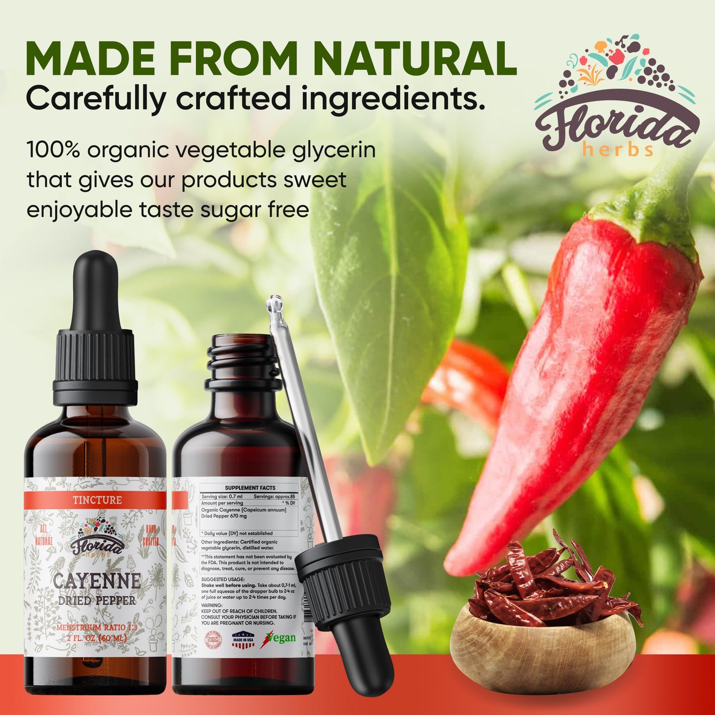 Florida Herbs Cayenne Tincture Extract, 2 Capsules