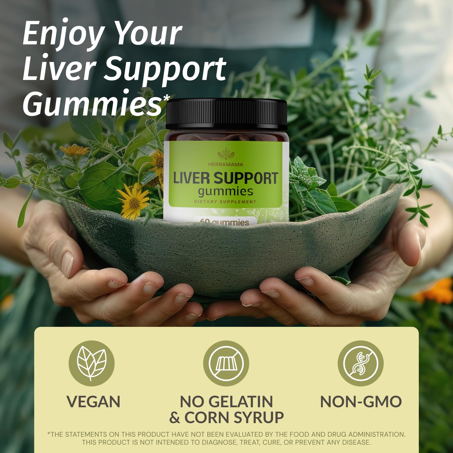 HERBAMAMA Liver Support Gummies 60 Count