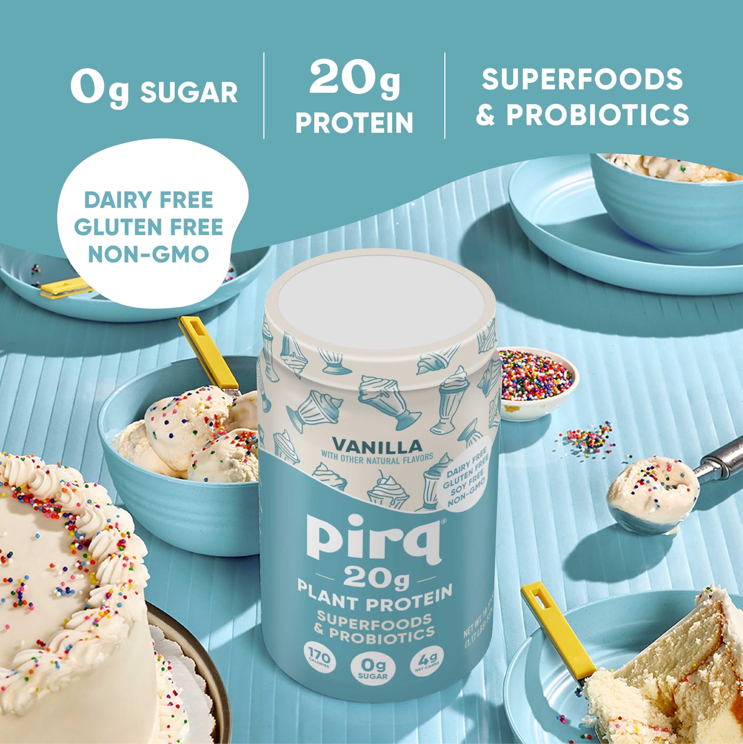 Pirq Dairy Free Protein Powder Vanilla 18.27 oz