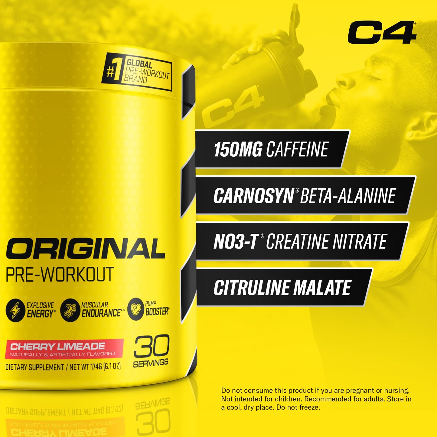 C4 Original Pre Workout Powder Cherry Limeade 6.1 Ounce