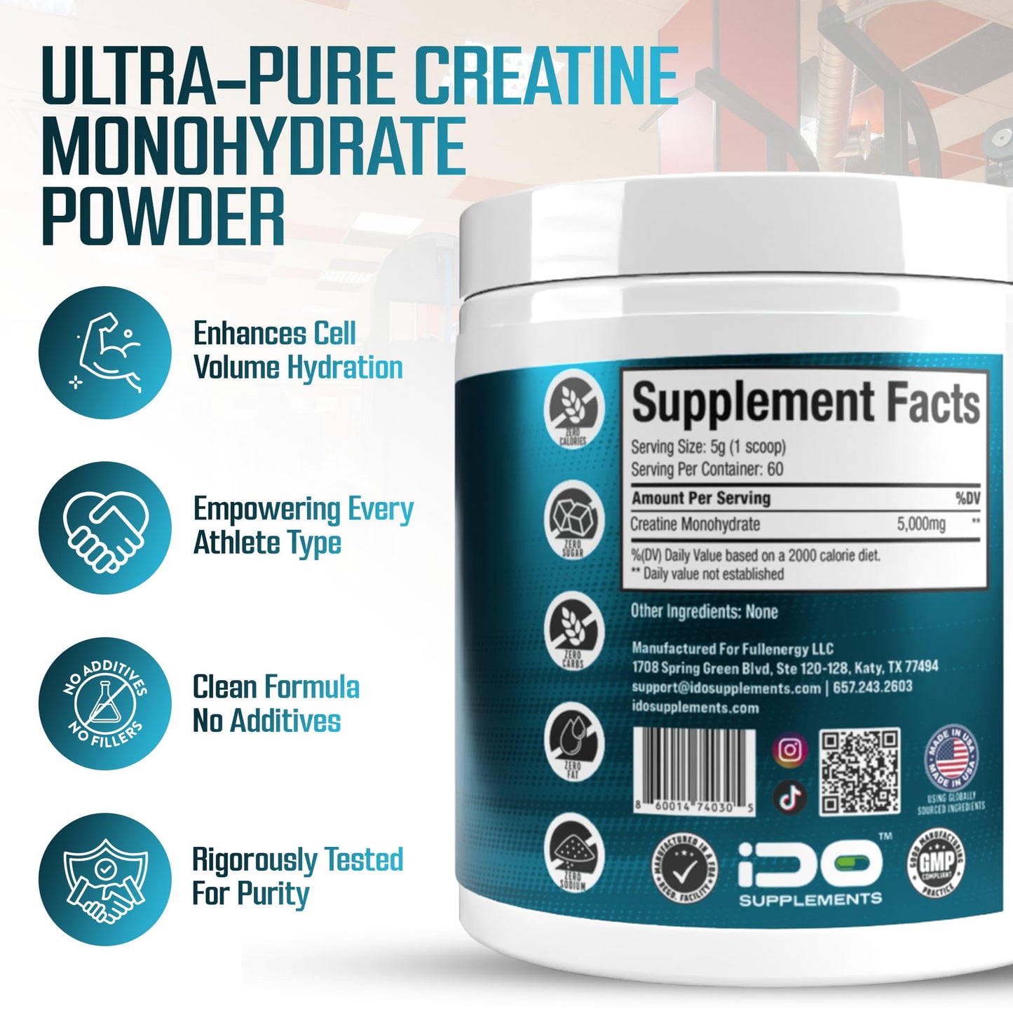 iDo Supplements Micronized Creatine Monohydrate Powder 10.58 Ounce