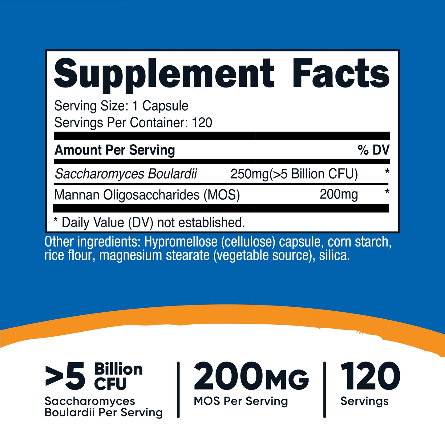 Nutricost Saccharomyces Boulardii + MOS Capsules (>5 Billion CFU), 120 Count