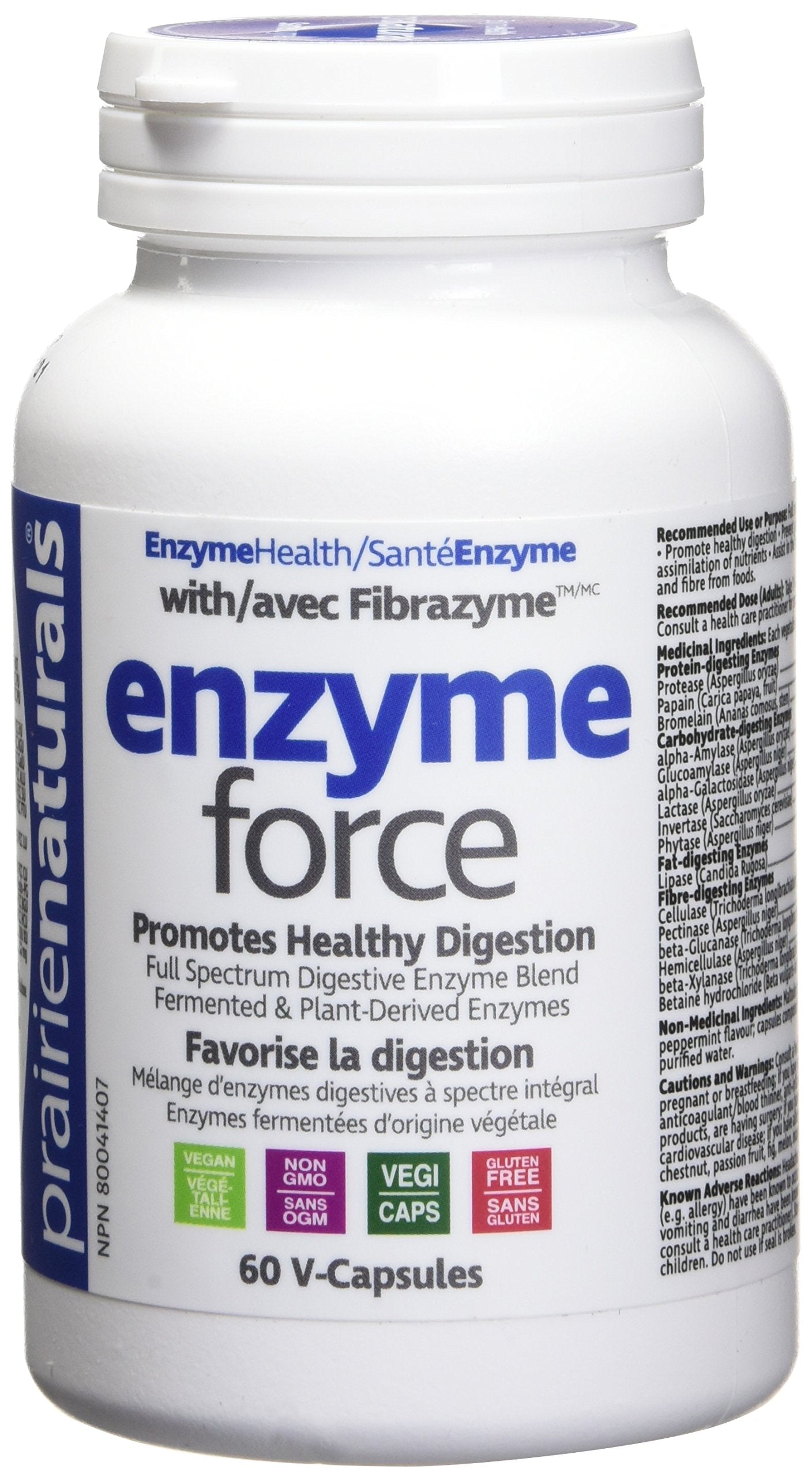 Prairie Naturals UK Ltd Force with Fibrazyme Digestive Enzyme Vegetarian, 60 Capsules