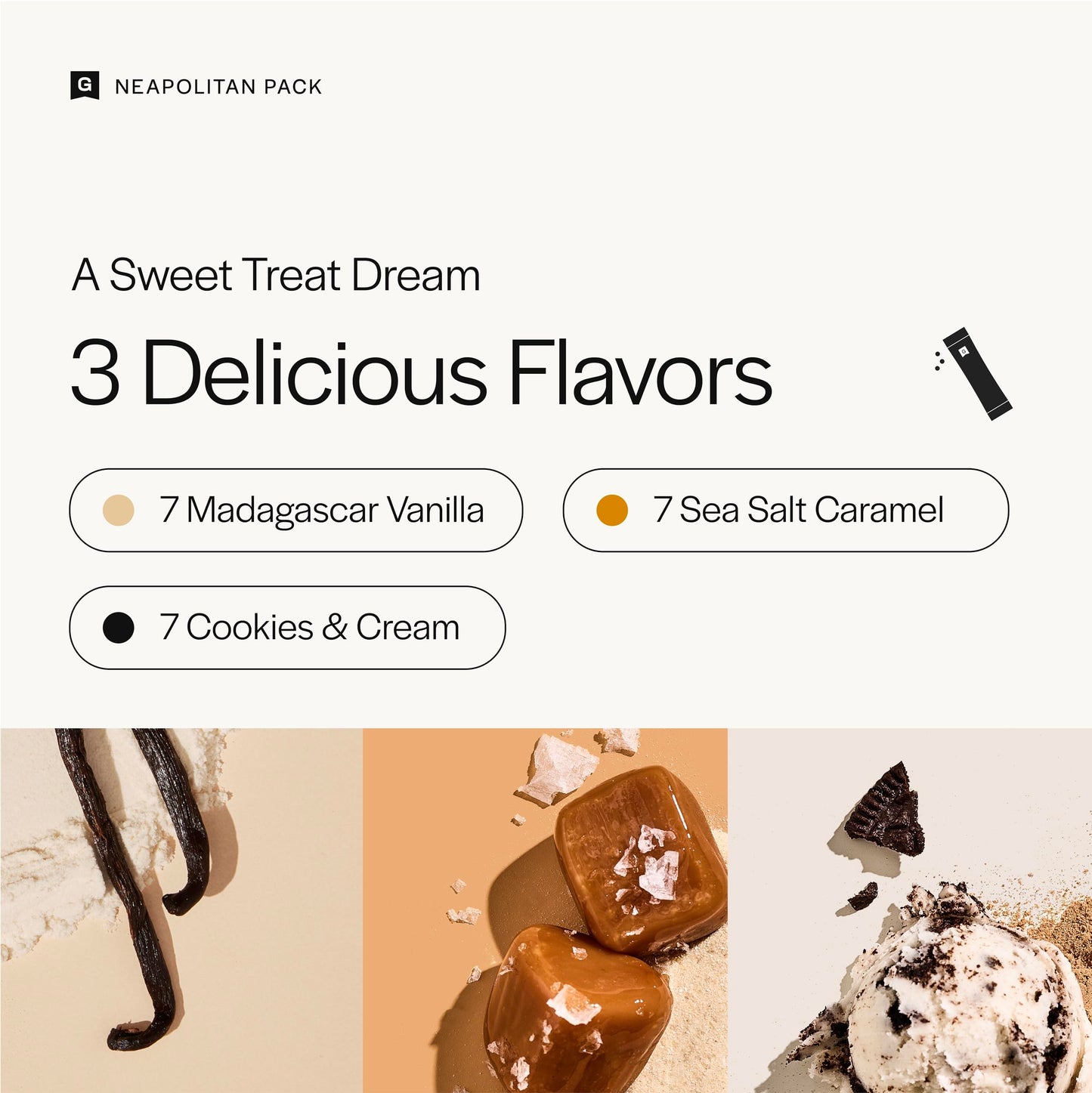 Gainful Sweet Treat Flavor Sticks Vanilla Caramel Cookies & Cream, 14 Sticks