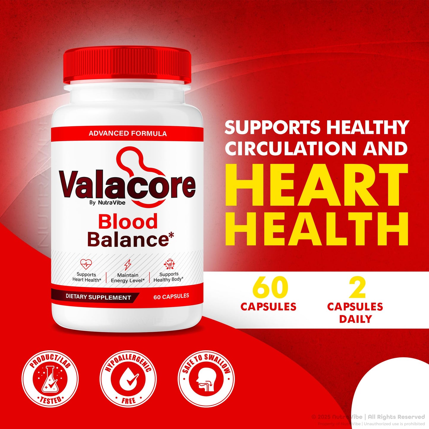 NutraVibe Valacore Blood Balance Capsules 120 Capsules