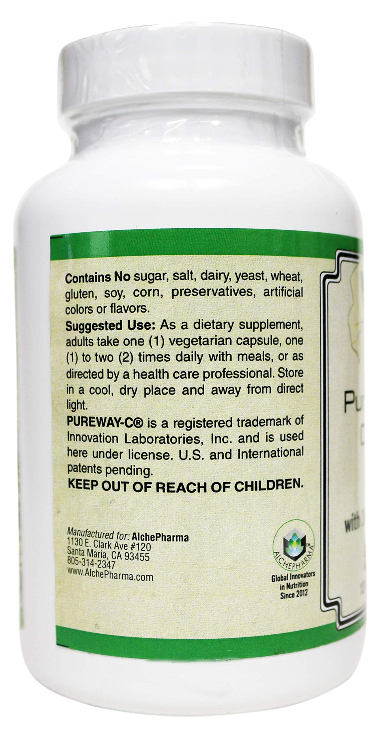 AlchePharma Pureway-C 500 Mg with Bioflavonoids, 120 Capsules