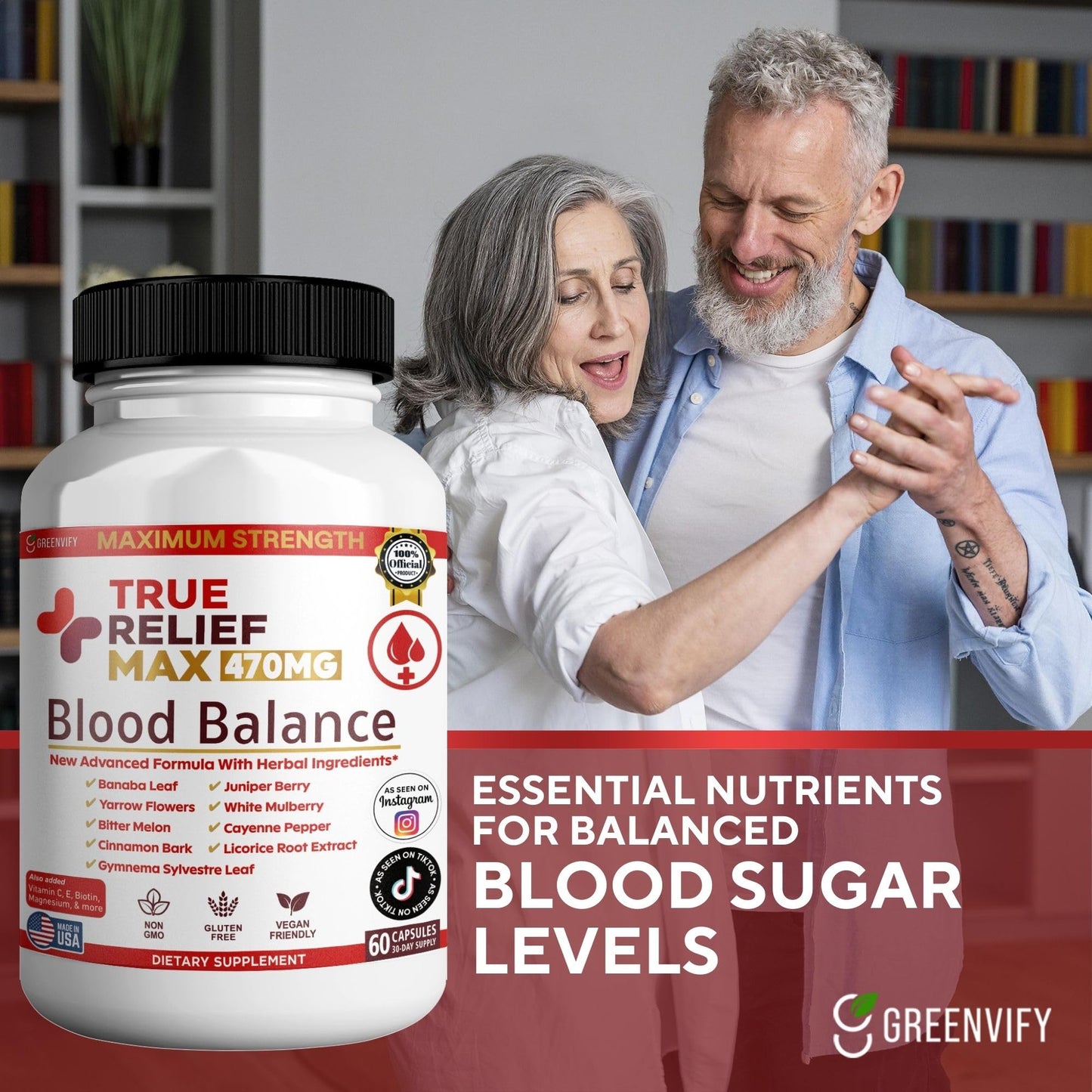 GREENVIFY True Relief Max Blood Balance Support Capsules, 60 Count