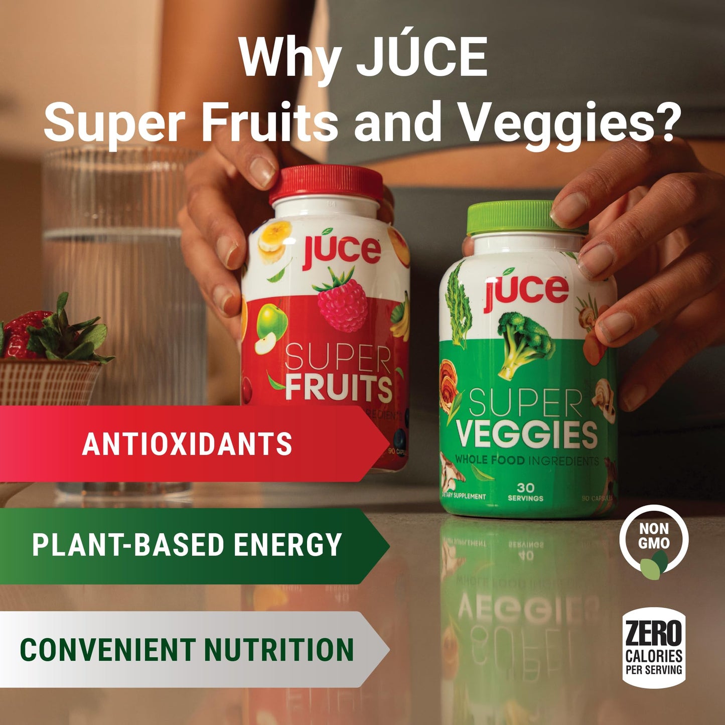 Terra Kai Organics Juce Original Formula Organic Super Fruit & Veggies Supplement Reds & Greens Superfood Capsules, 180 Capsules