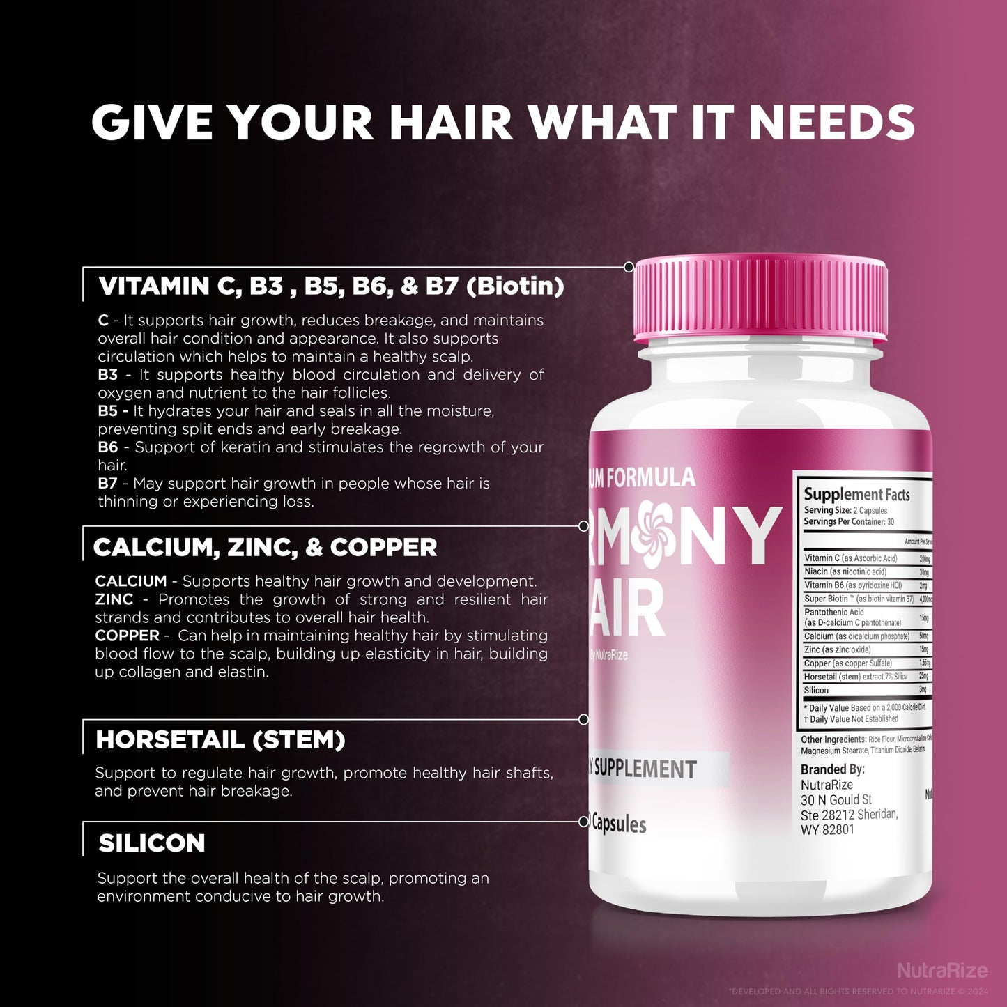 NutraRize Harmony Hair Capsules, 60 Capsules