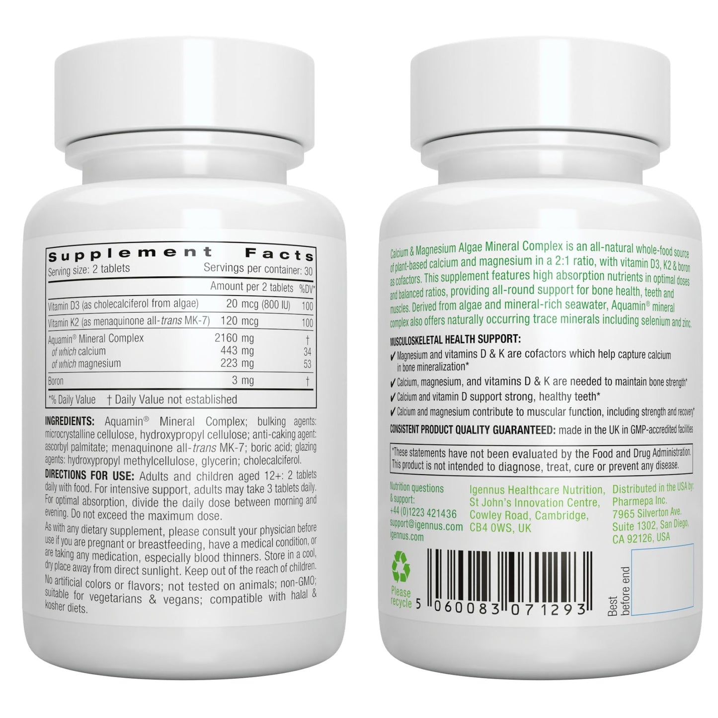 Igennus Healthcare Nutrition Red Algae Calcium Magnesium Complex 60 Tablets