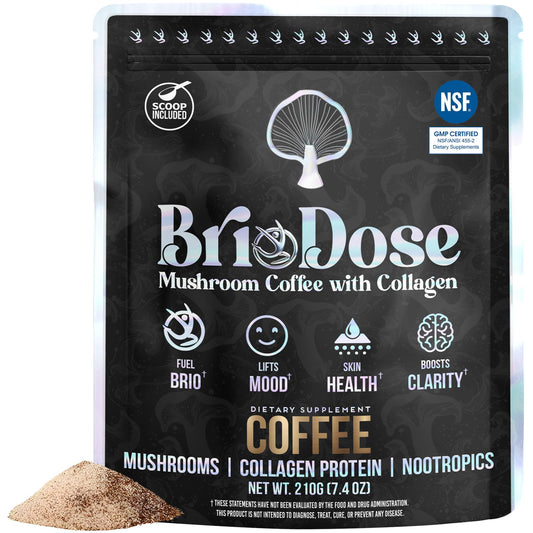 Briodose Adaptogenic Mushroom Coffee with Grass-Fed Collagen & Lion's Mane, Powder, 7 oz