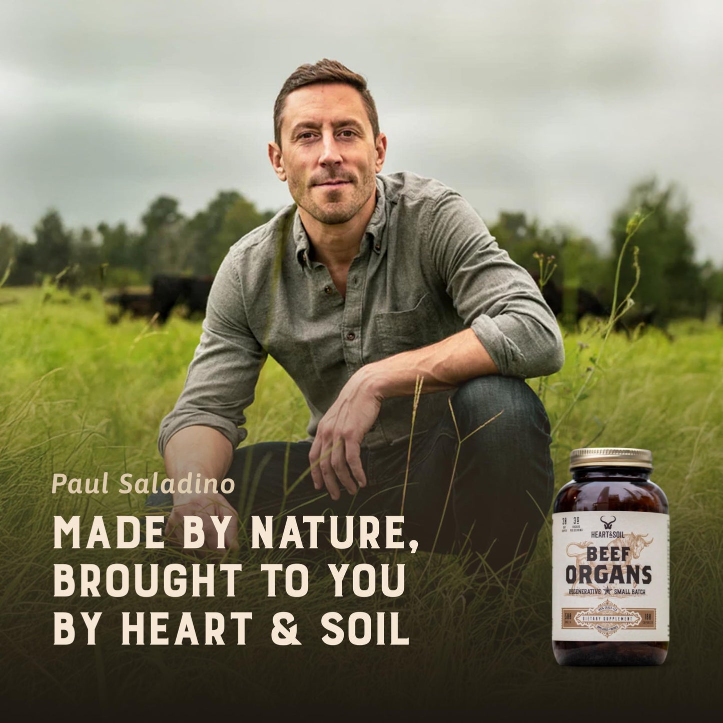 HEART & SOIL Beef Organ Supplement Capsules, 180 Count