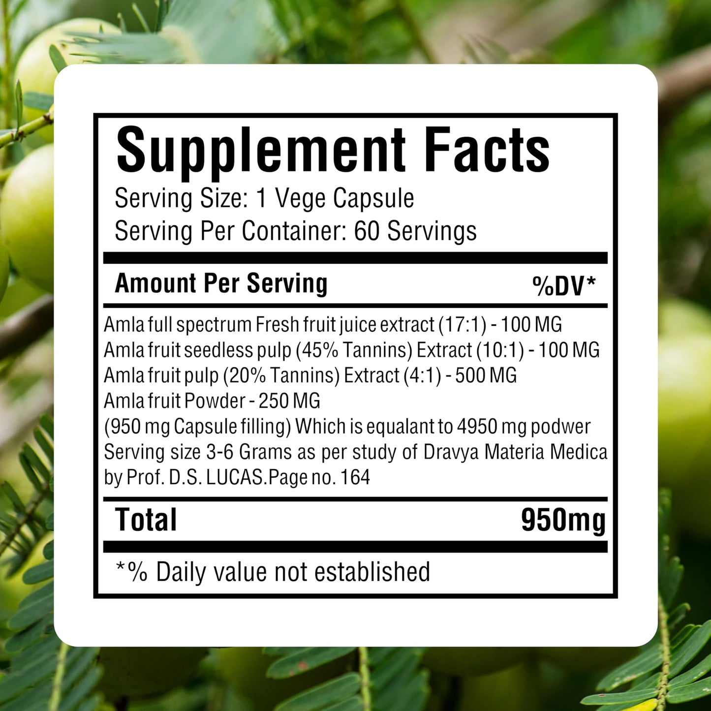 Herbsforever Amla (Indian Gooseberry) Vitamin C Capsule 60 Veg Capsules