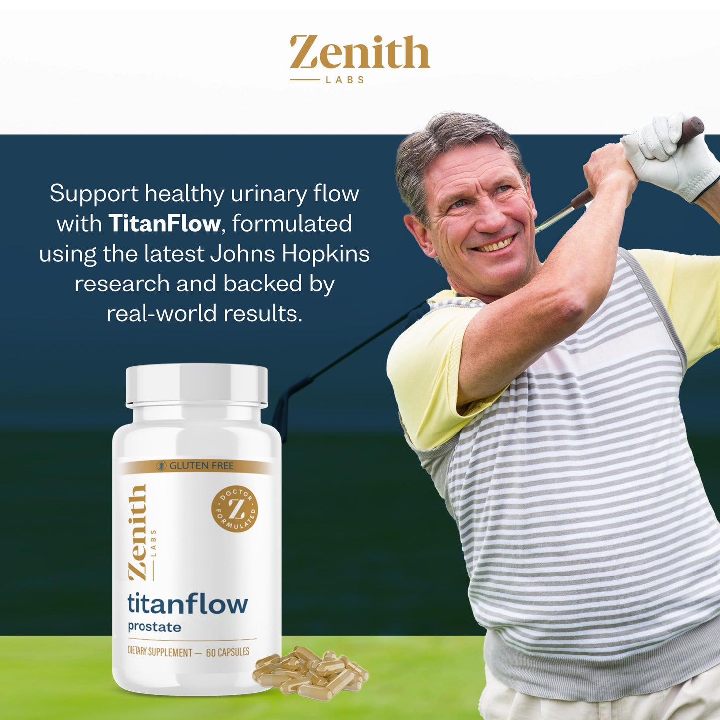 Zenith Labs TitanFlow Prostate Support Capsules with Pumpkin Seed Oil, 60 Capsules