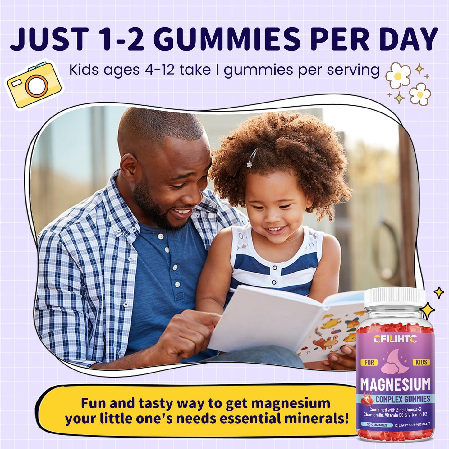 CFILIHTC Magnesium Glycinate Gummies for Kids, 60 Count
