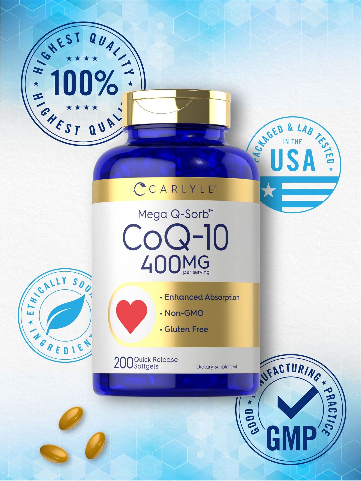 Carlyle CoQ10 400mg Softgel, 200 Count